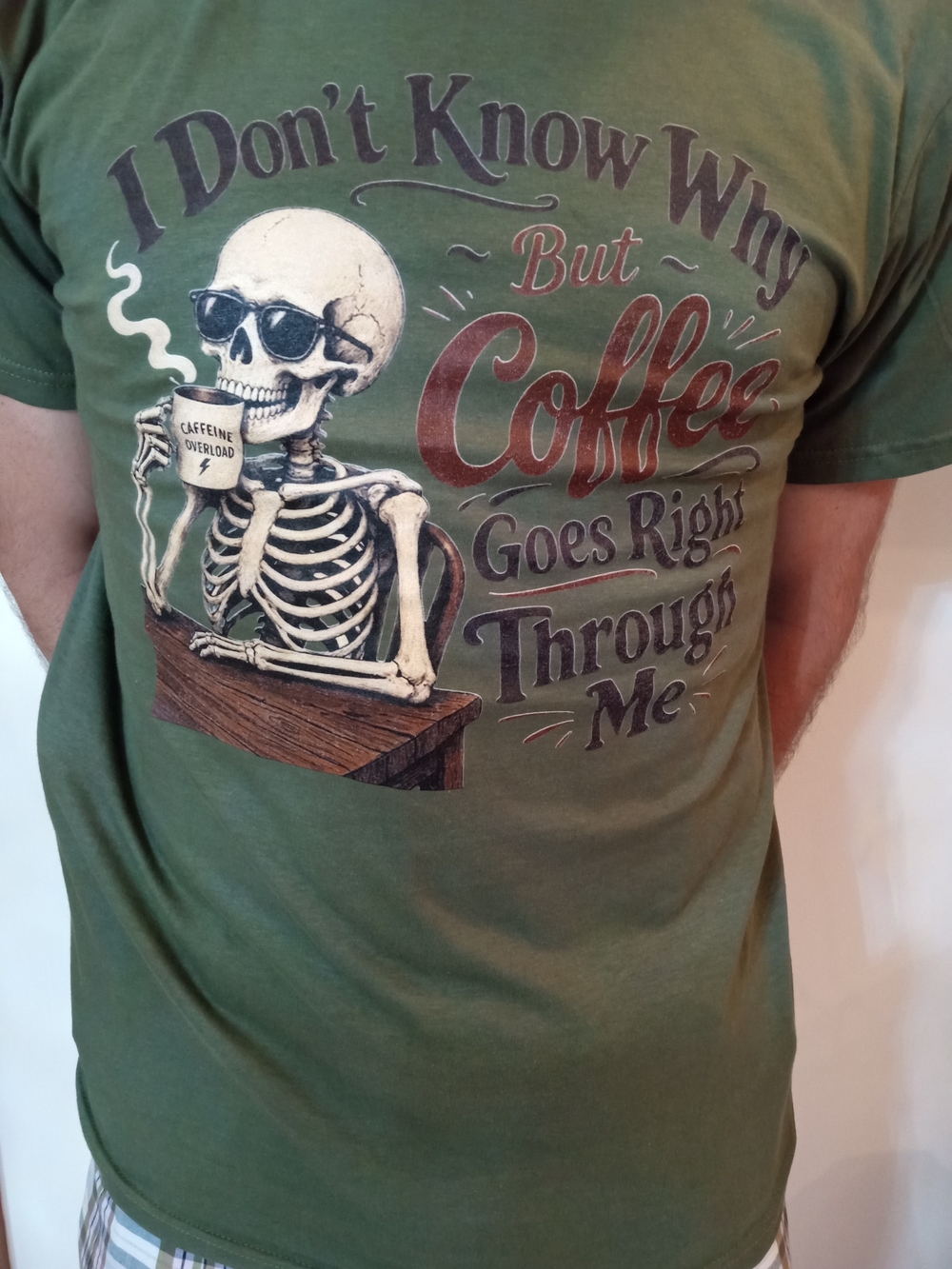 Skeleton Coffee Graphic Tee Size Medium